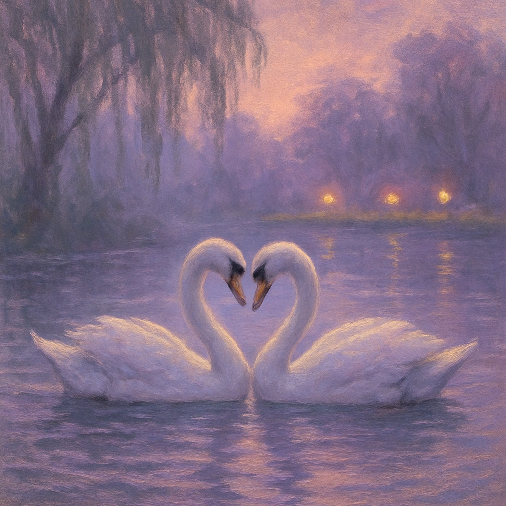 Twilight Swans At Serene Lake Paint by numbers art