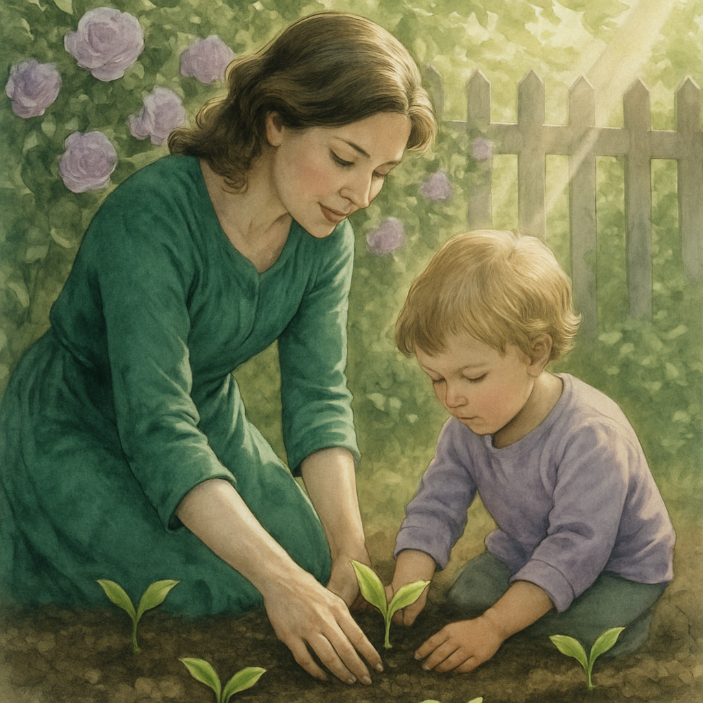 Quiet Garden Lesson With Mother Number painting
