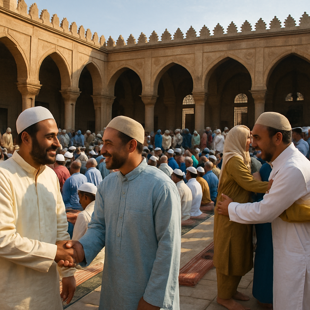 Eid Morning Mosque Courtyard paint by number