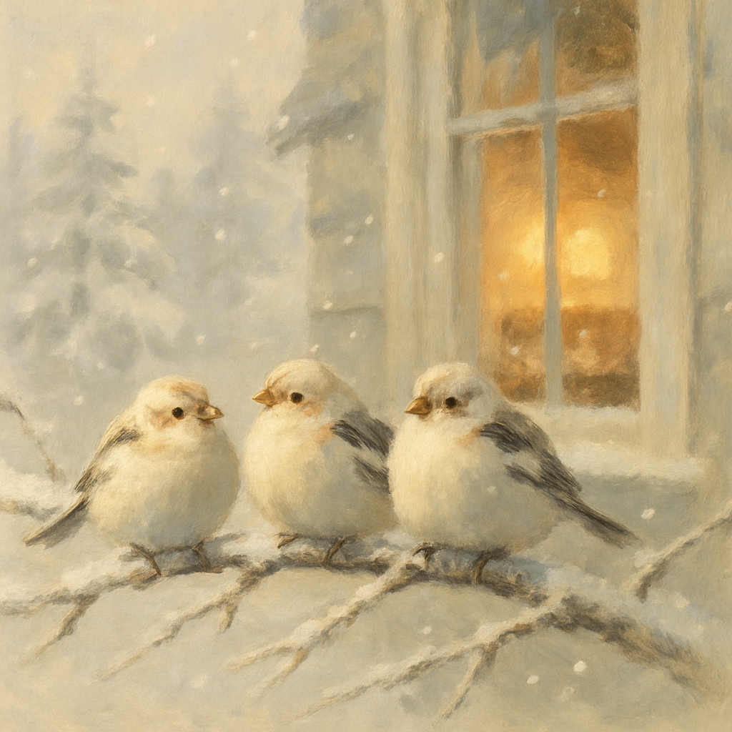 Snowy Finch Window View painting number kit