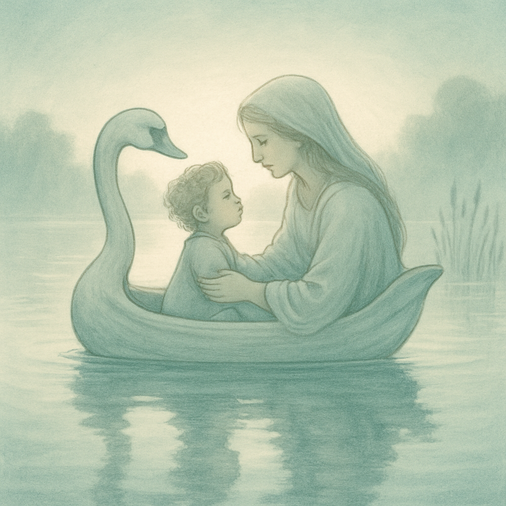 Mother And Baby Swan Boat Ride Paint by numbers kits