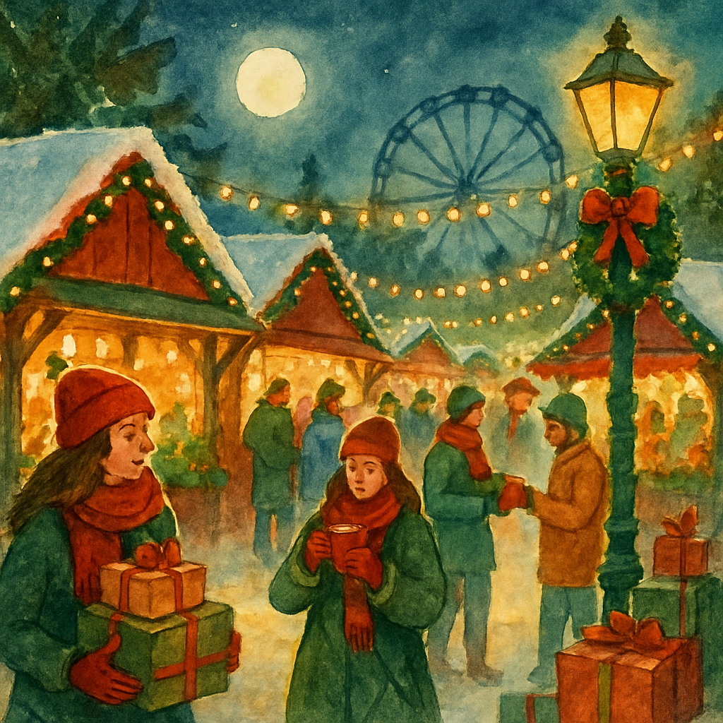 Holiday Market With Twinkling Stalls Number painting