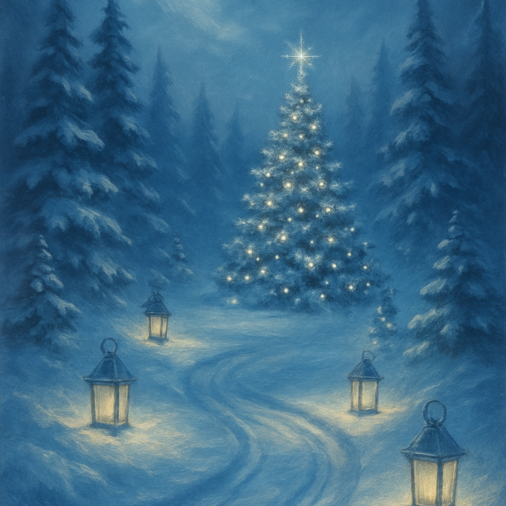 Frosted Pine Lantern Path DIY paint by numbers