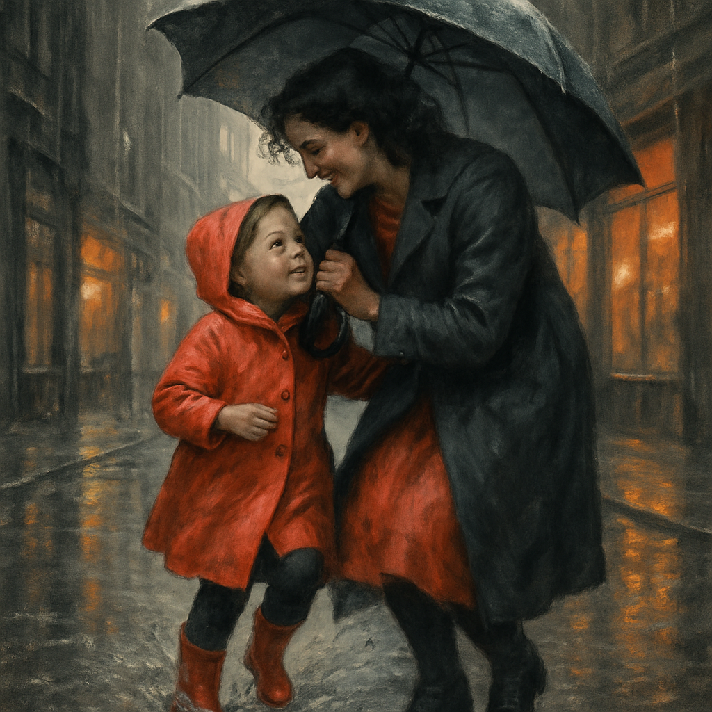 Mothers Protective Umbrella Walk Paint by numbers art
