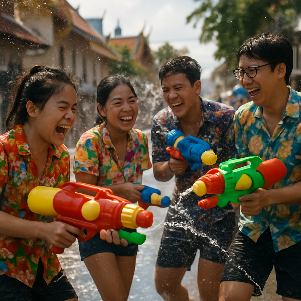 Colorful Water Splash Songkran Festival Painting by numbers kit