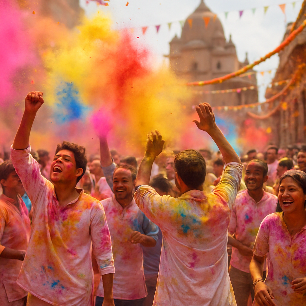 Traditional Holi Festival Powder Burst paint by number