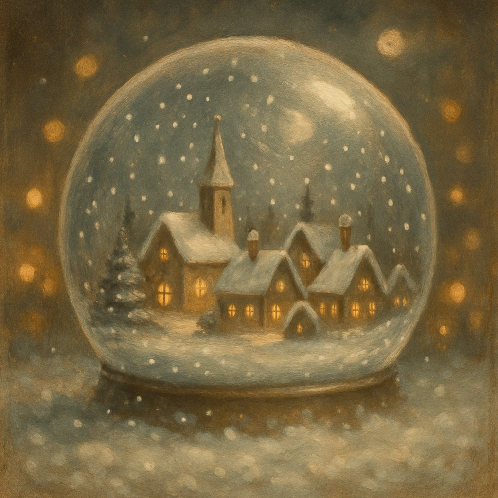 Snow Globe Village Reflection DIY paint by numbers