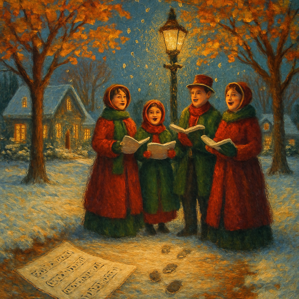 Maple Lane Carolers In Snow painting number kit