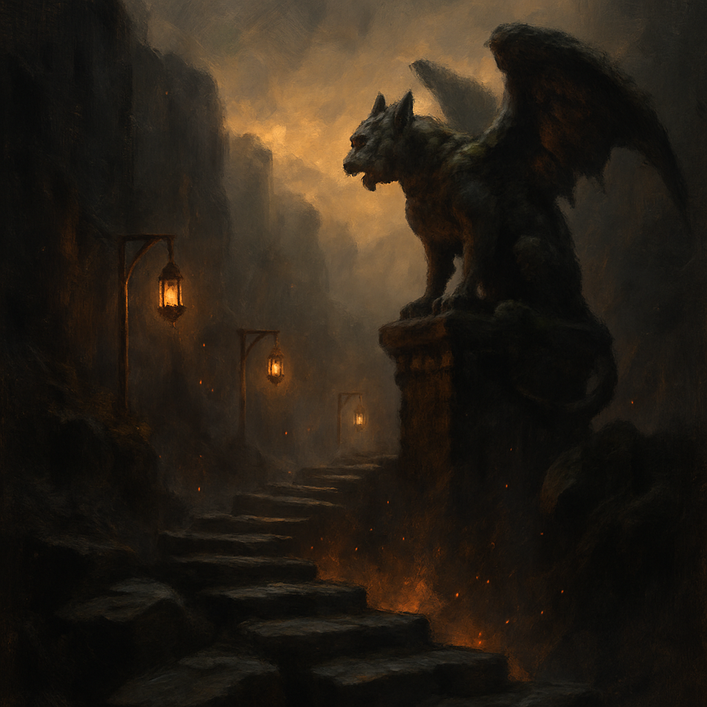 Lanterns Over The Stoneford Ravine Number painting