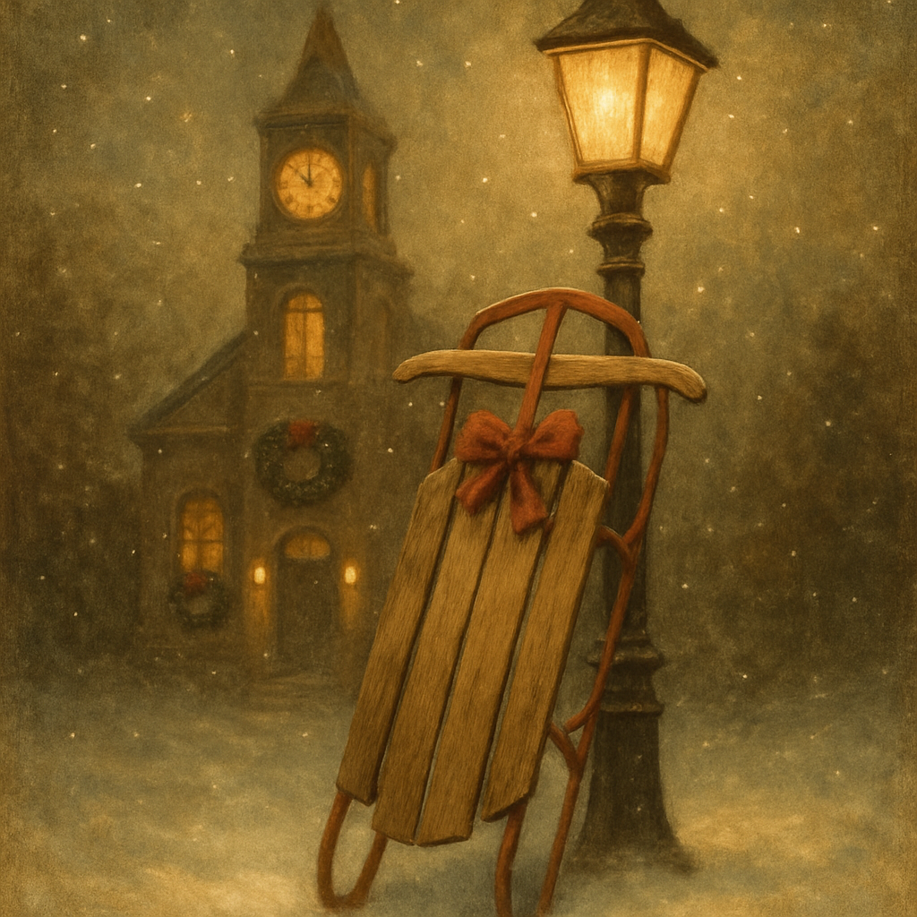 Vintage Sled By Town Clocktower painting number kit