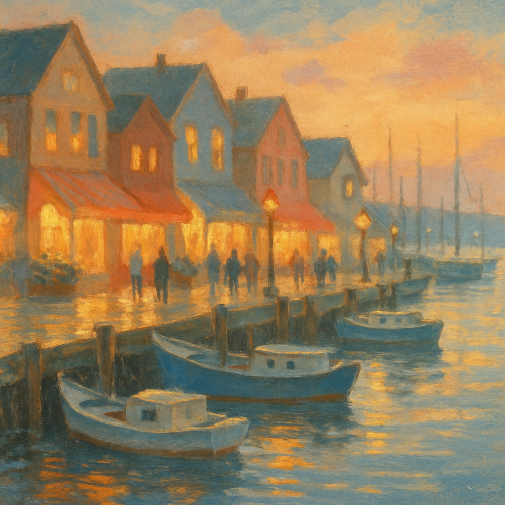 Cozy Harbor Town View Paint by numbers art