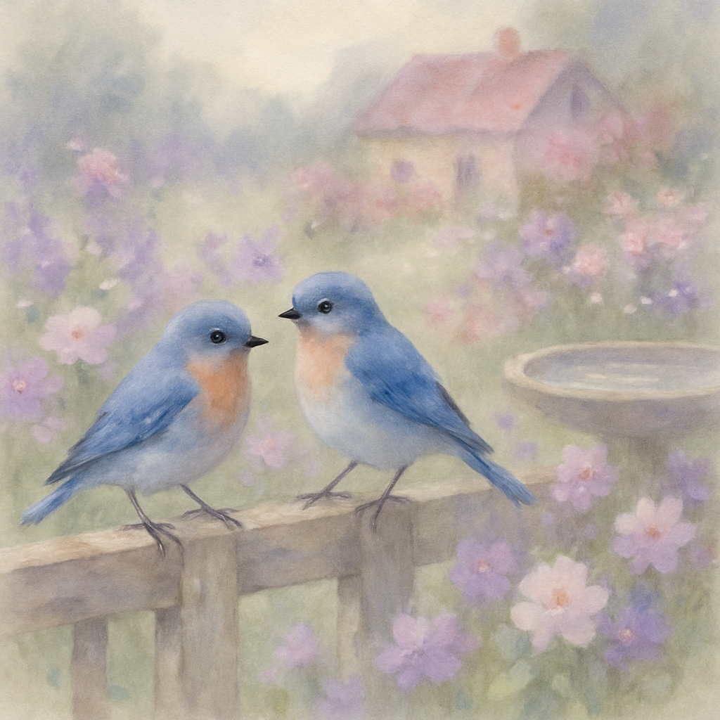 Bluebird Morning At The Garden Fence paint by numbers