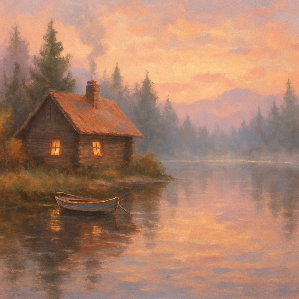 Sunrise Lake Cabin Vista paint by color