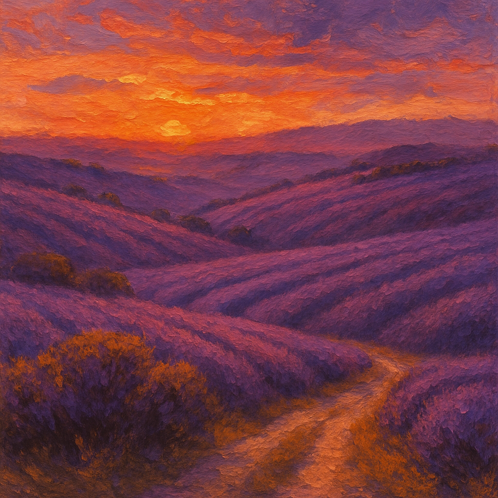 Sunset Over Lavender Ridges paint by color