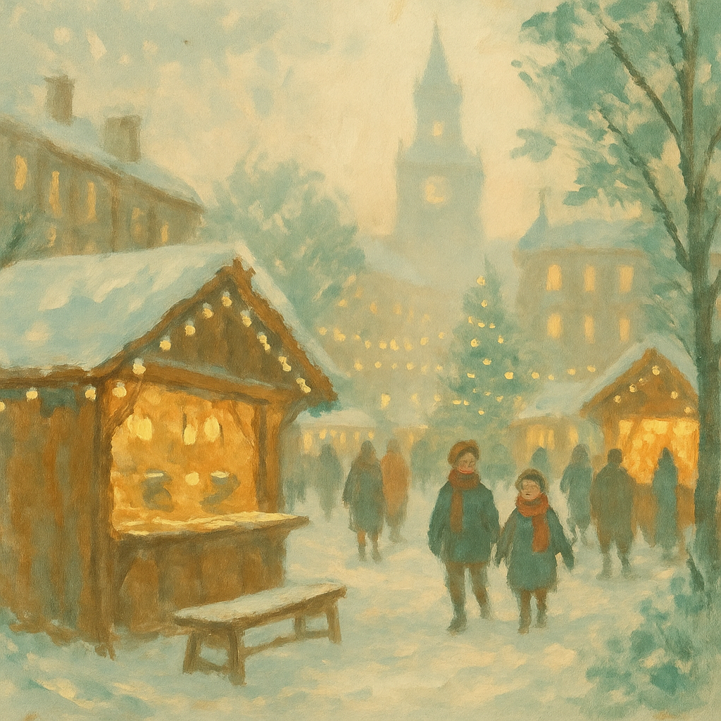 Snowmarket Morning Scene DIY paint by numbers