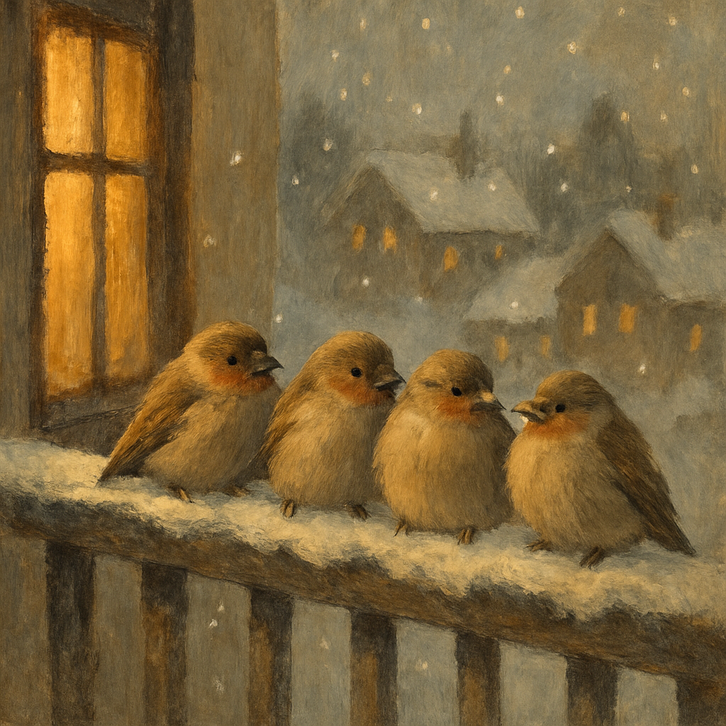 Snowy Finch Balcony Rest Paint by numbers art