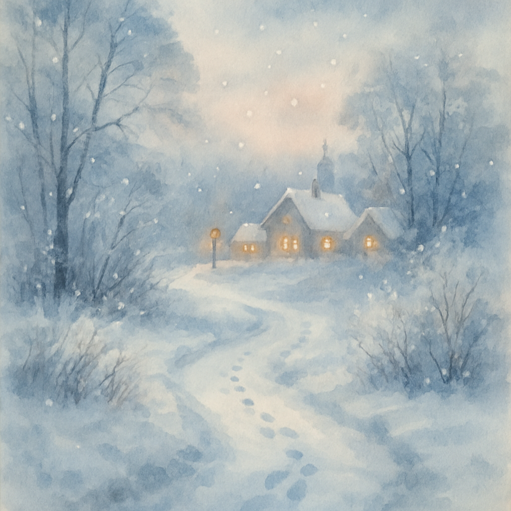 Snow Path To The Village Numbered painting kits