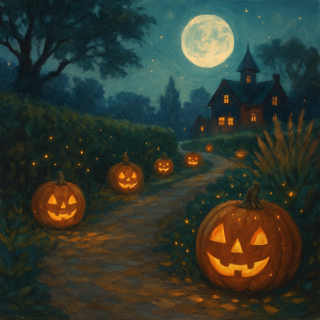 Moon Garden Jack O Lantern Path Paint by numbers kits