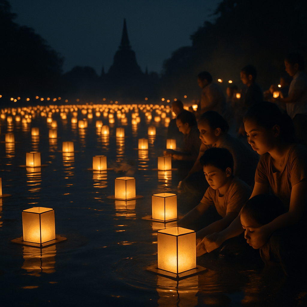 Vivid Lantern Festival Riverside paint by number