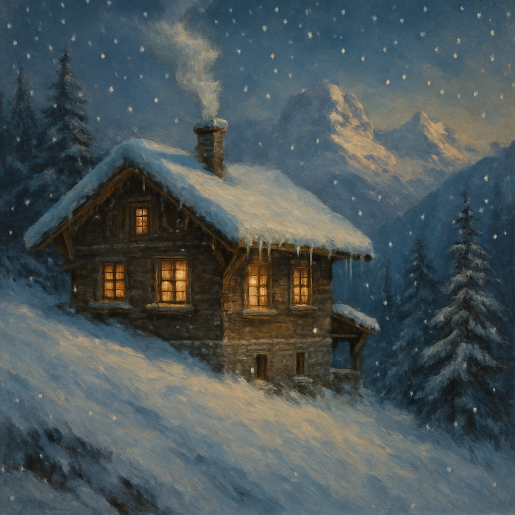 Chalet With Warm Glow painting number kit
