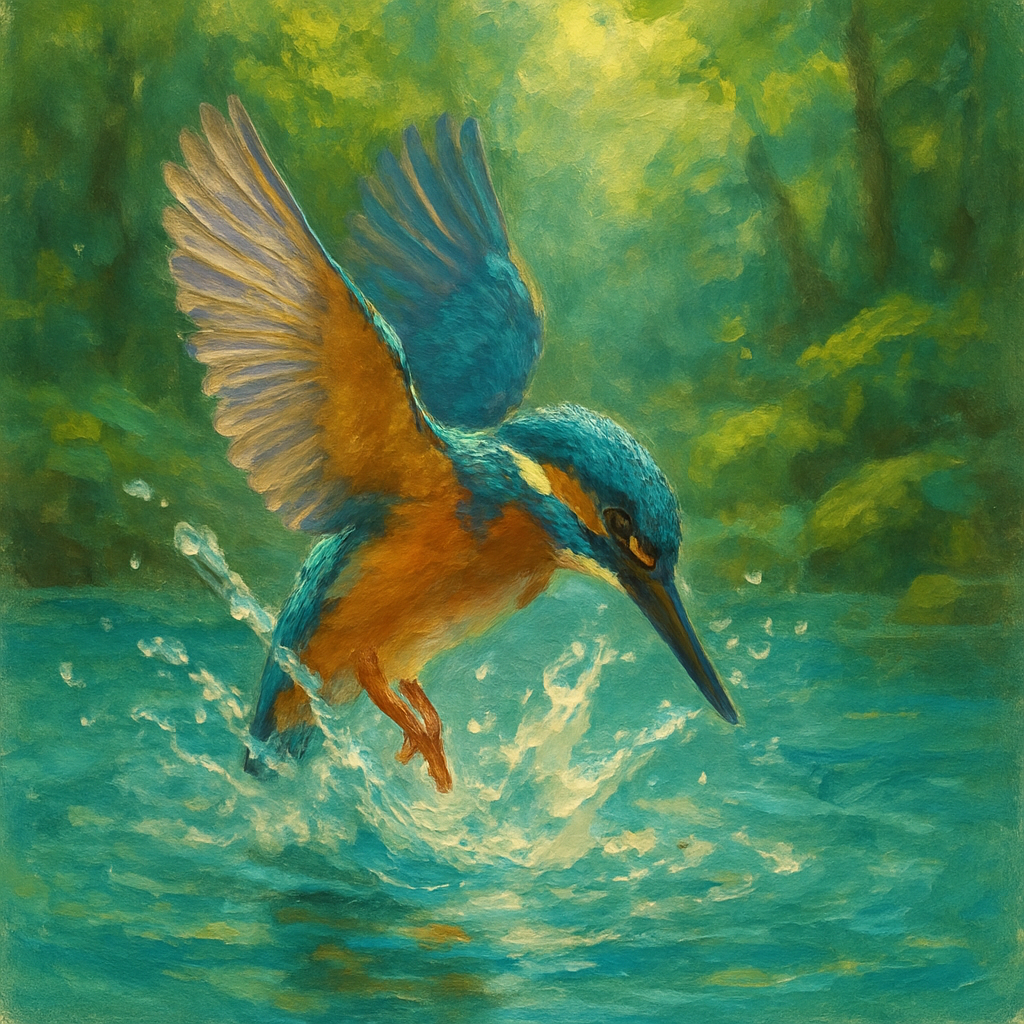 Kingfisher Diving Into Turquoise Pool DIY paint by numbers