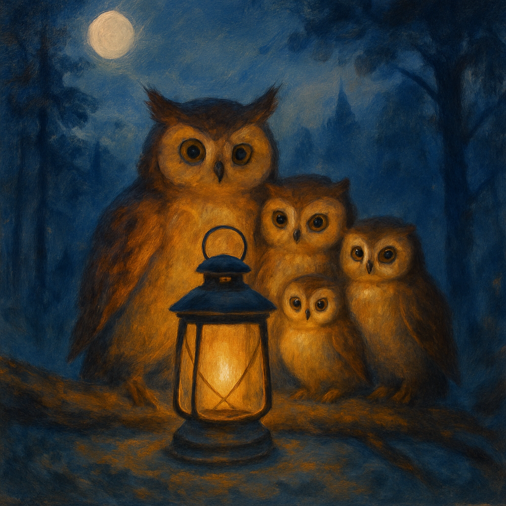 Owls In The Lantern Lit Clearing Paint by numbers kits