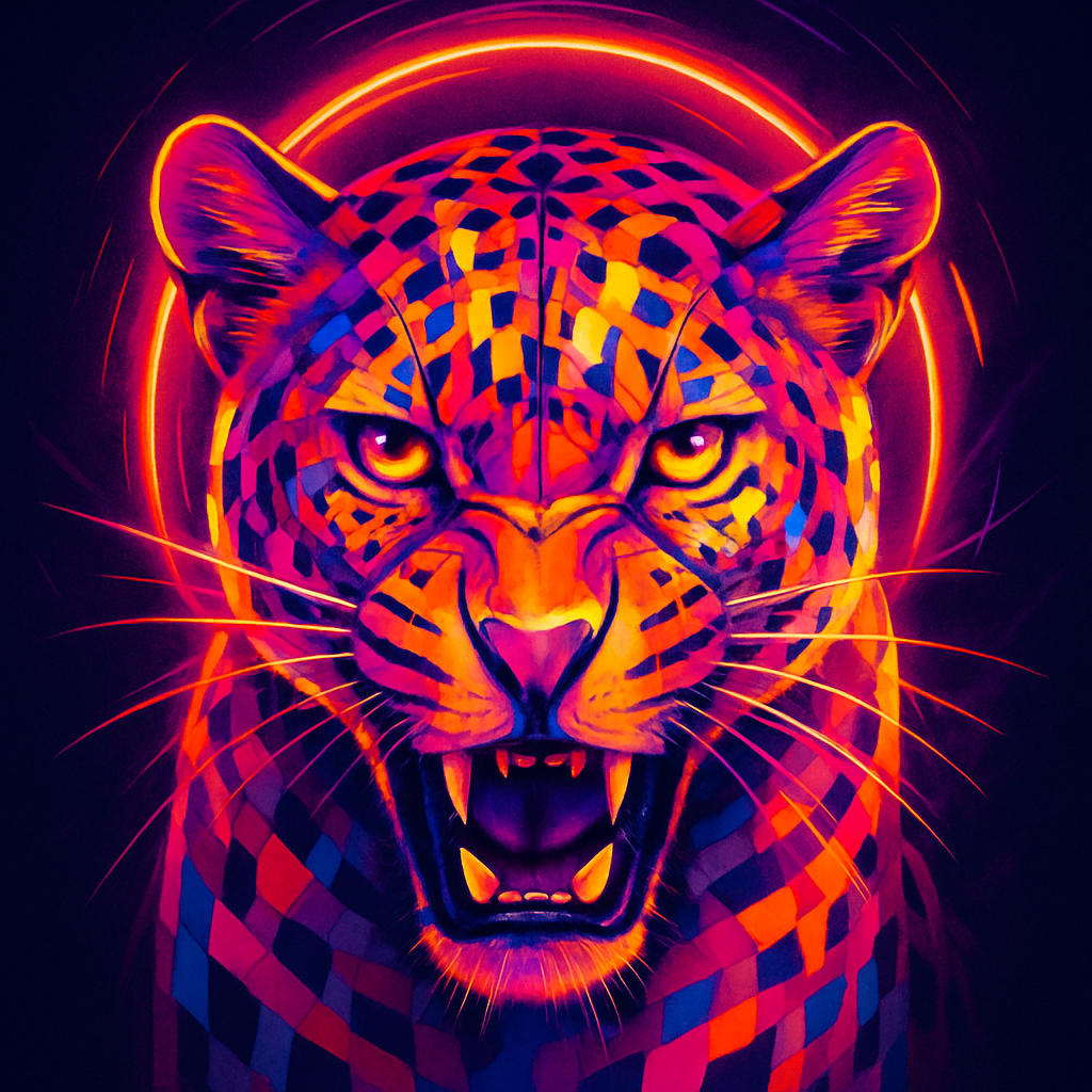 Prismatic Leopard Charge Number painting