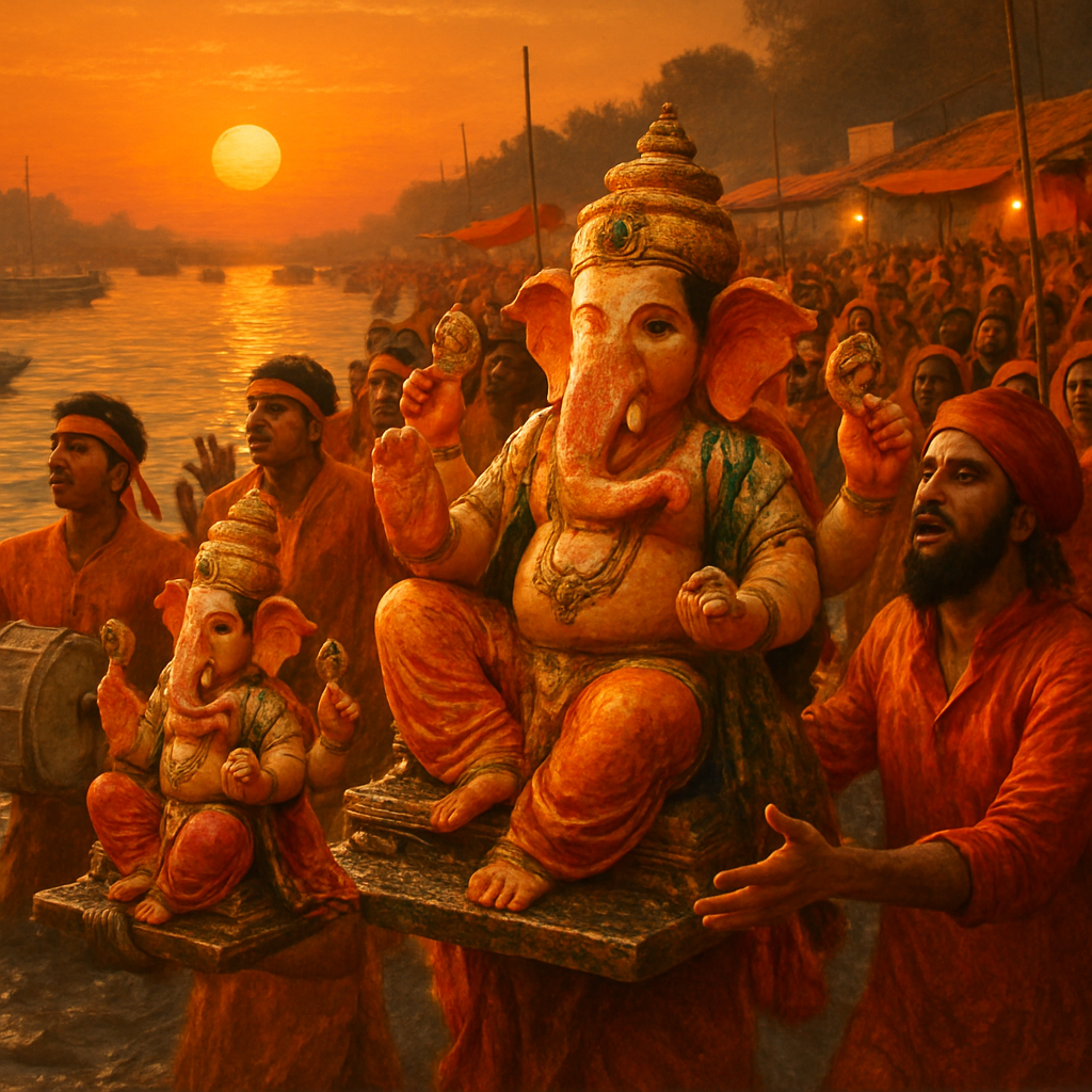 Ganesh Visarjan Riverside Immersion Paint by numbers kits