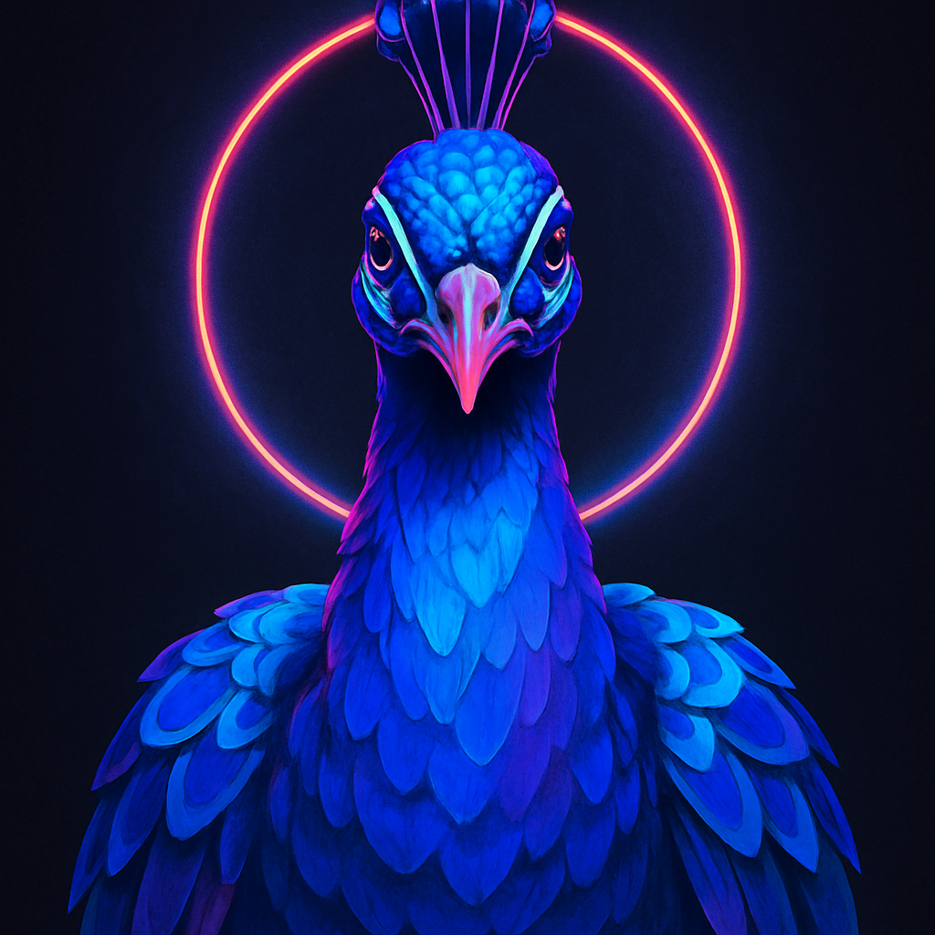 Regal Peacock With Radiant Neon Halo Painting by numbers kit