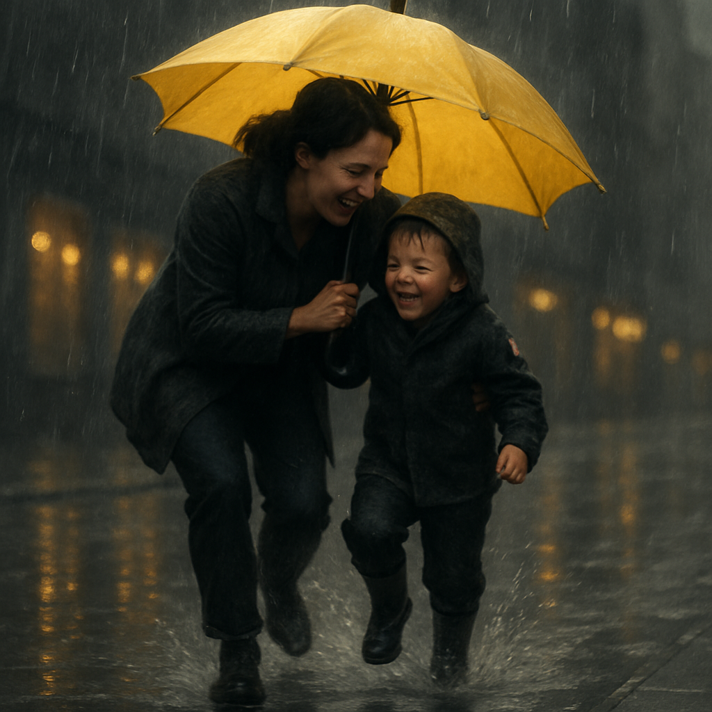 Protective Umbrella On Rainy Day Paint by numbers art