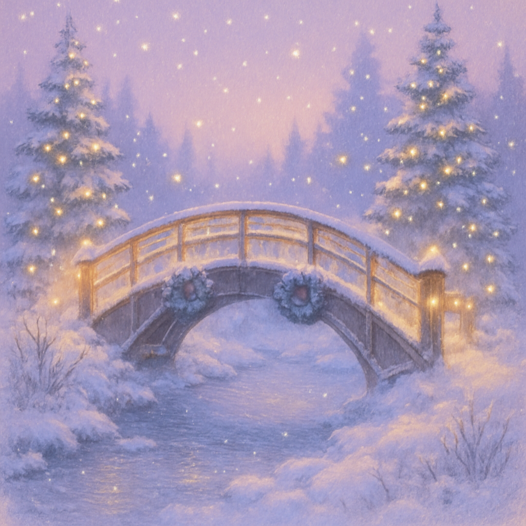 Magical Lantern-lit Winter Bridge Paint by numbers kits