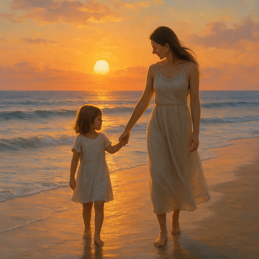 Mother And Child Sunset Stroll DIY paint by numbers