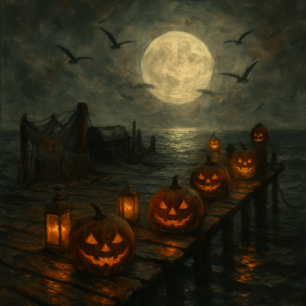 Moonlit Pumpkin Pier DIY paint by numbers