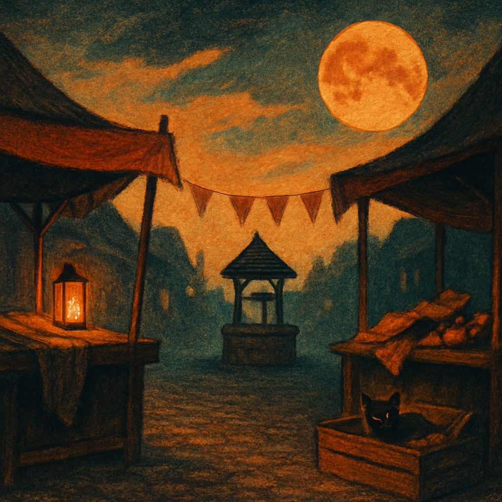 The Silent Lantern Market At Dusk Number painting