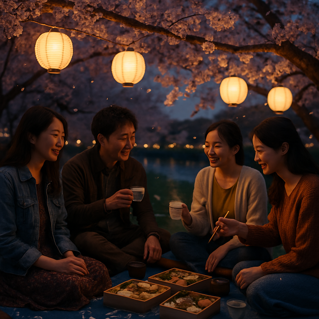 Hanami Cherry Blossom Picnic Evening DIY paint by numbers