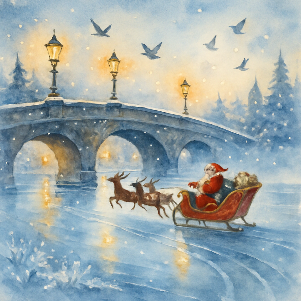 Santa Over Lantern Bridge Paint by numbers kits