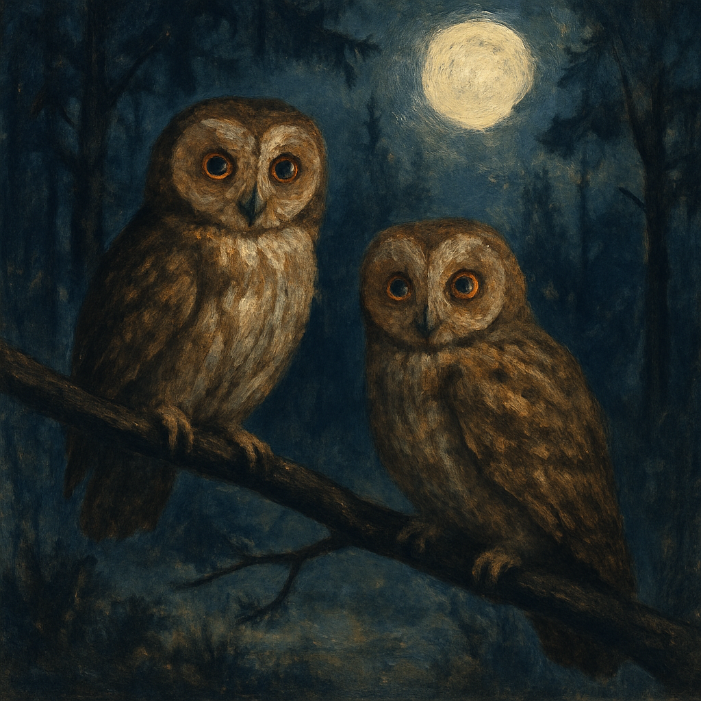 Forest Owls In A Moonlit Clearing DIY paint by numbers