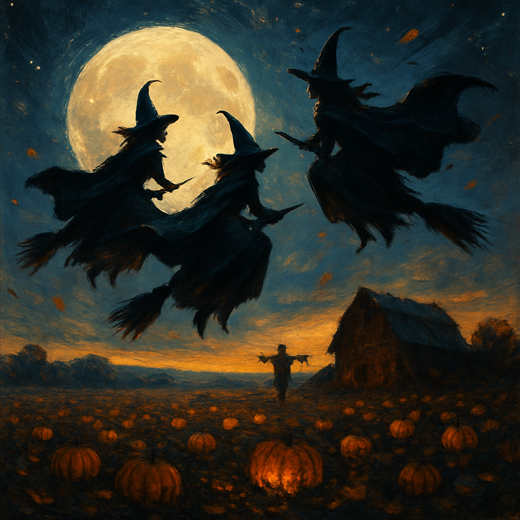 Witches Over Harvest Field Paint by numbers kits