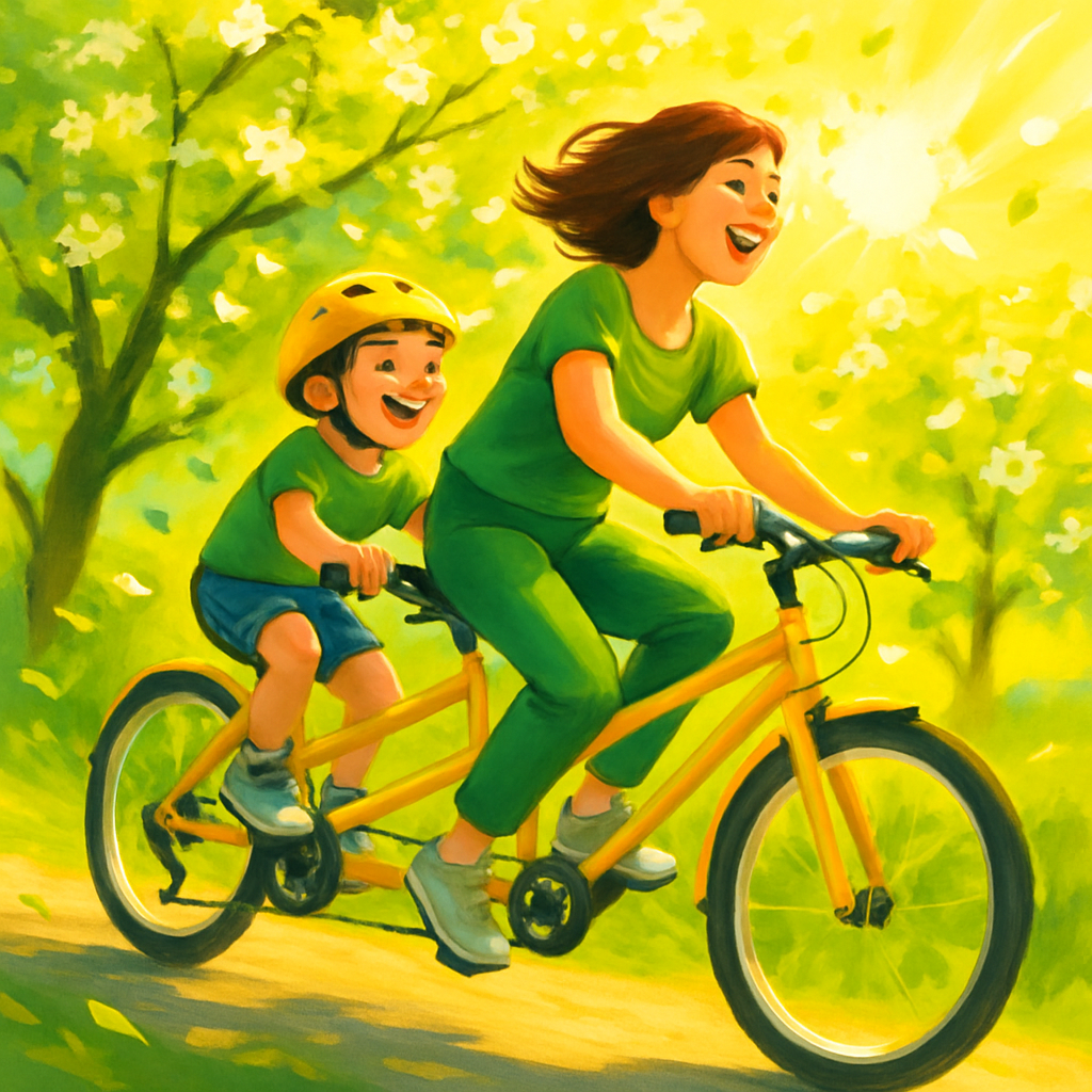 Bicycle Ride Through Sunlit Orchard With Mom DIY paint by numbers