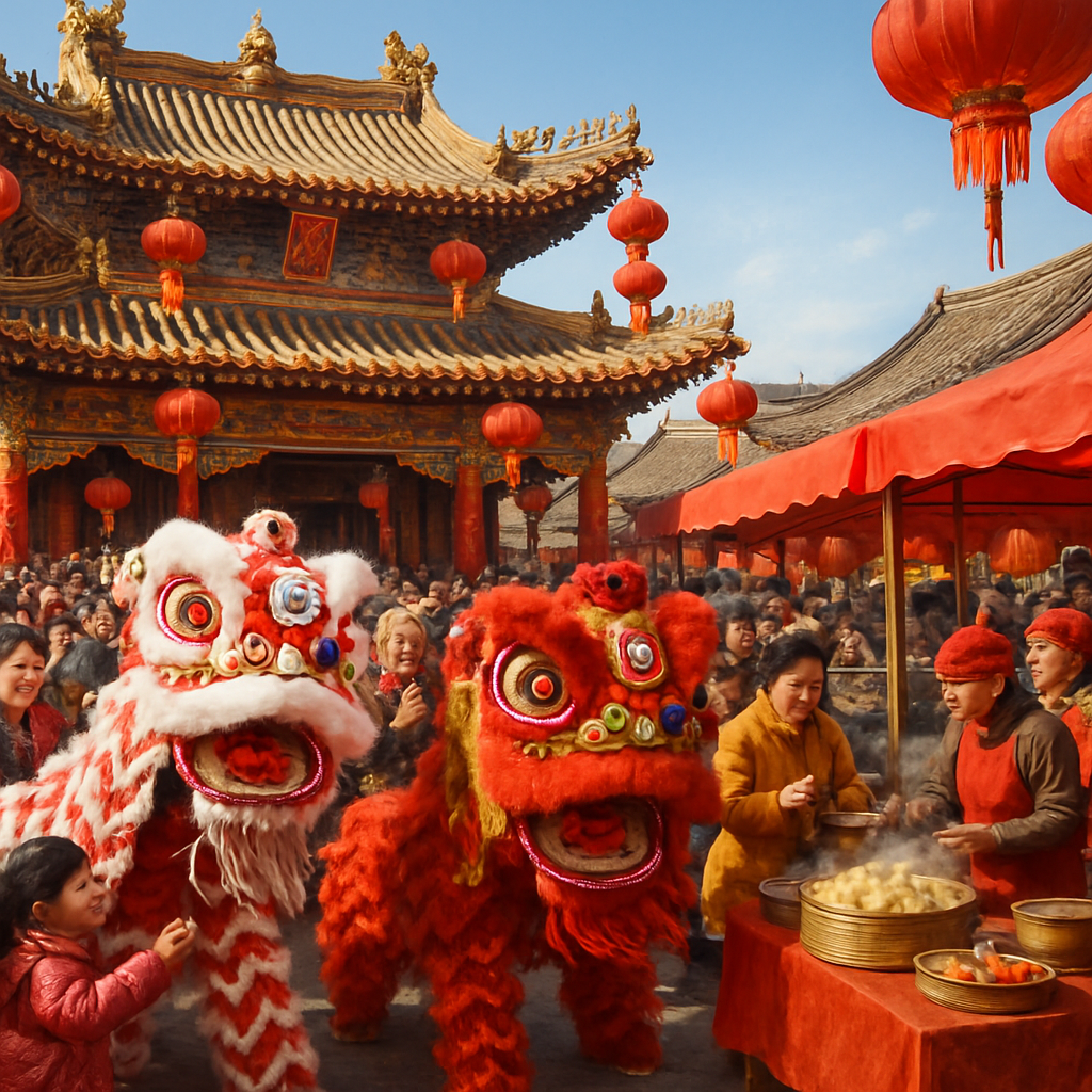 Chinese New Year Temple Fair With Traditional Performers paint by number