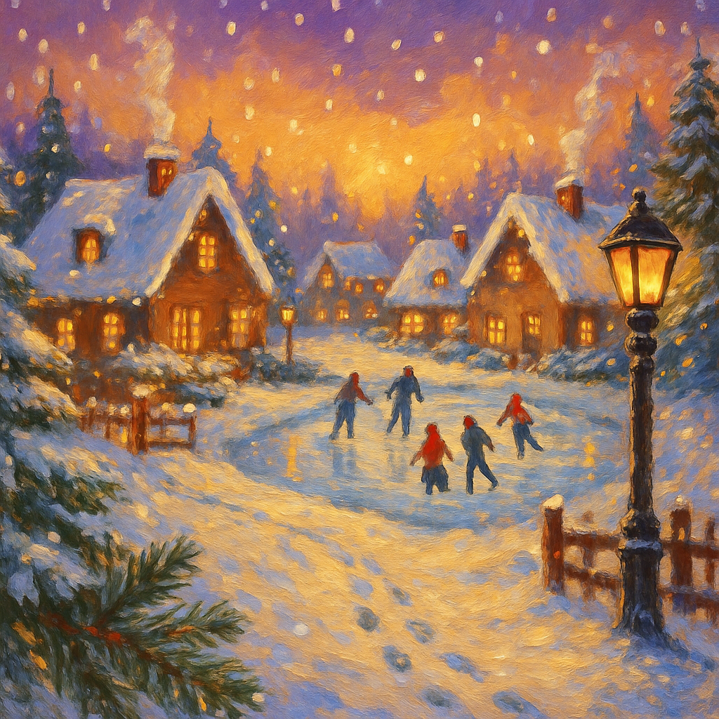 Snowbound Village At Twilight DIY paint by numbers