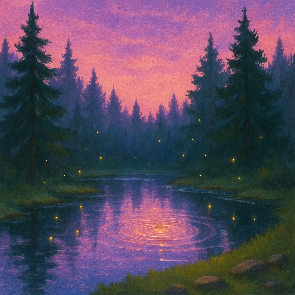 Lavender Twilight Pond DIY paint by numbers