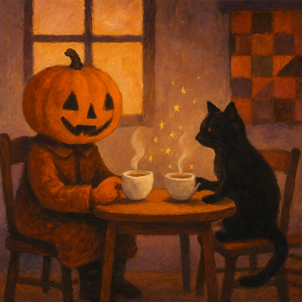 Autumn Tea With Pumpkin Friend Numbered painting kits