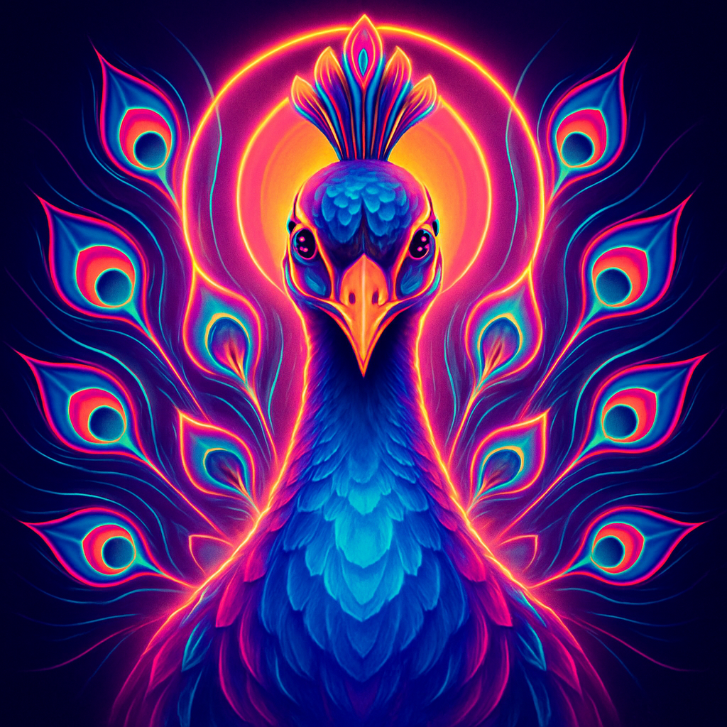 Electric Peacock Halo paint by numbers