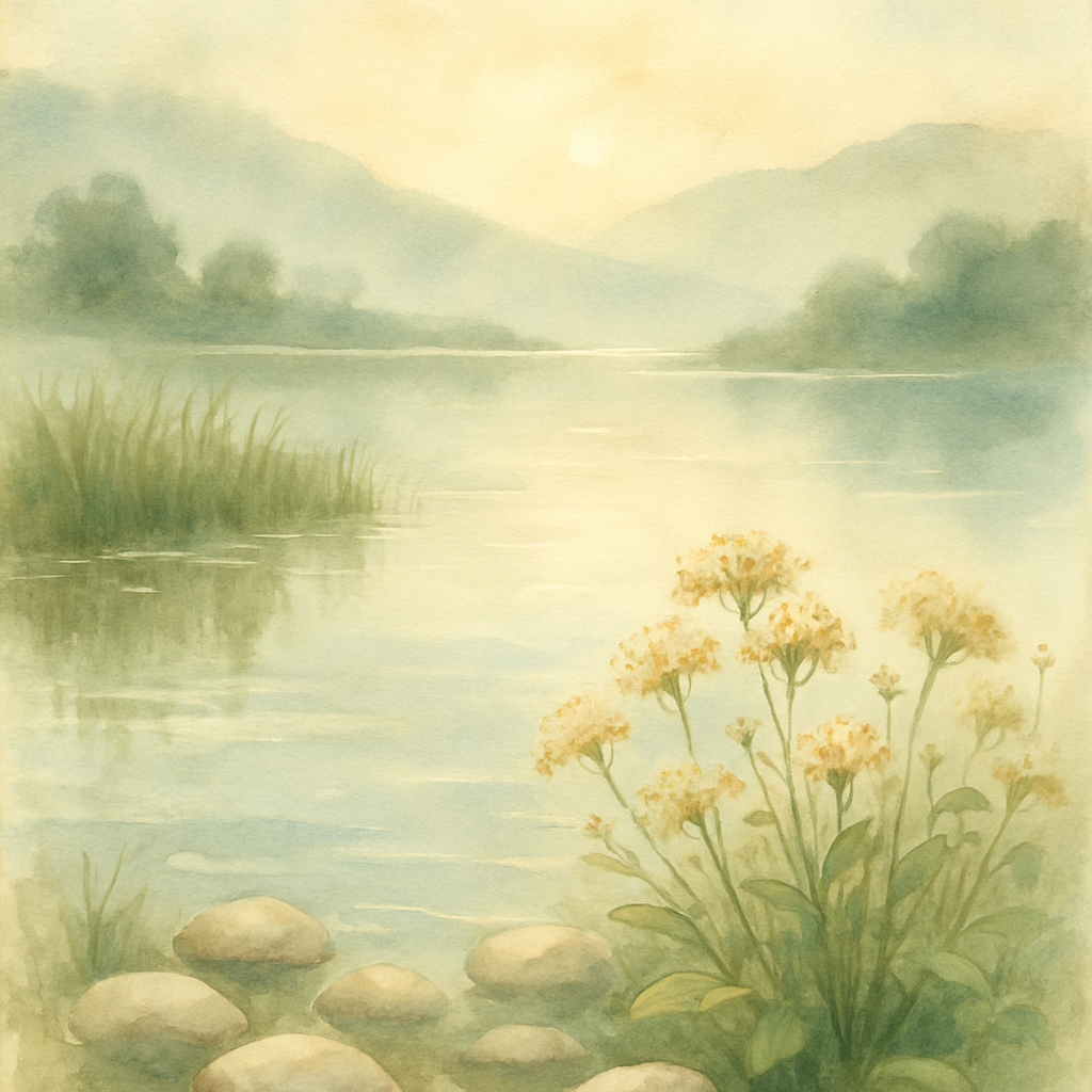 Gentle Mist Over Serene Lakeside Number painting