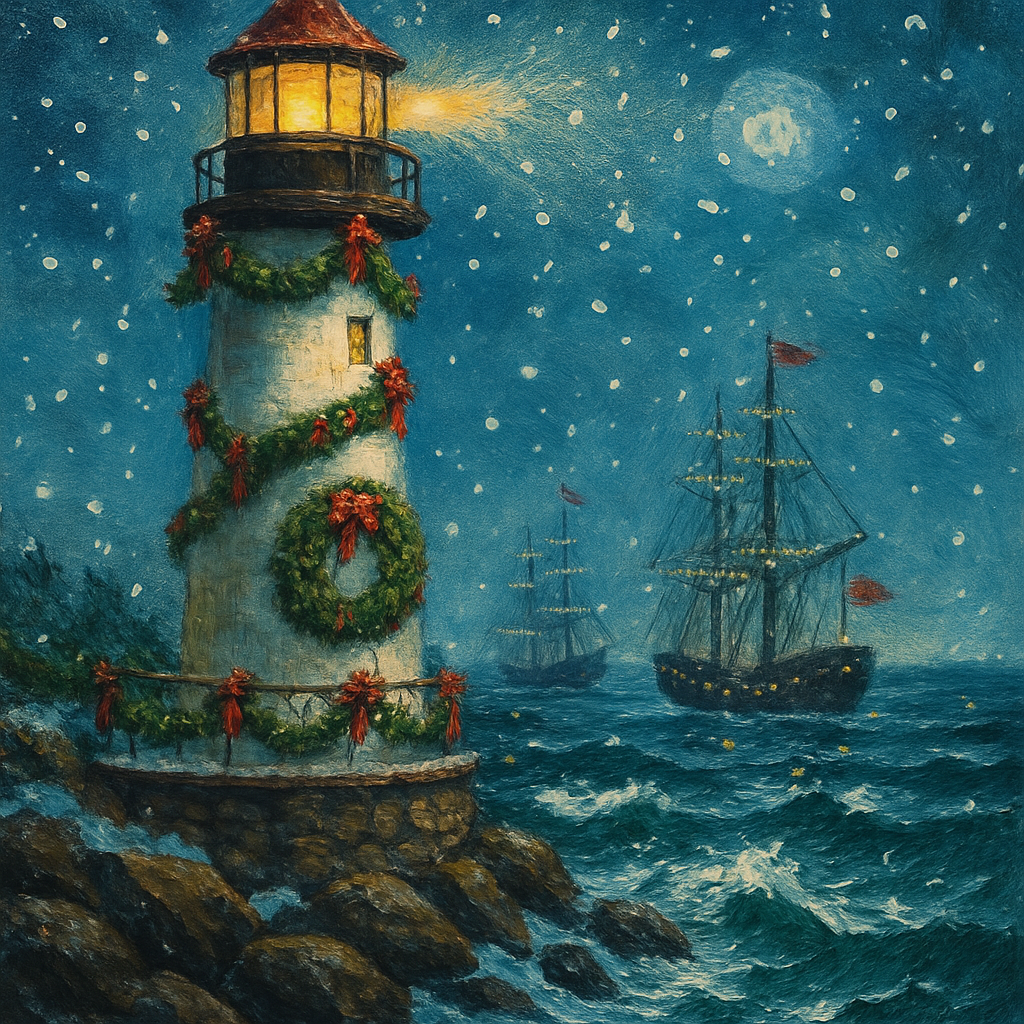 Lighthouse Holiday Beacon paint by numbers