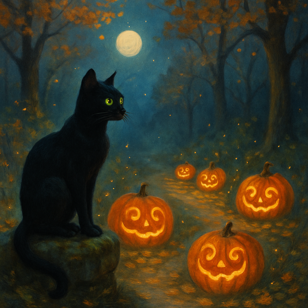 Whispering Moonlit Pumpkin Path DIY paint by numbers