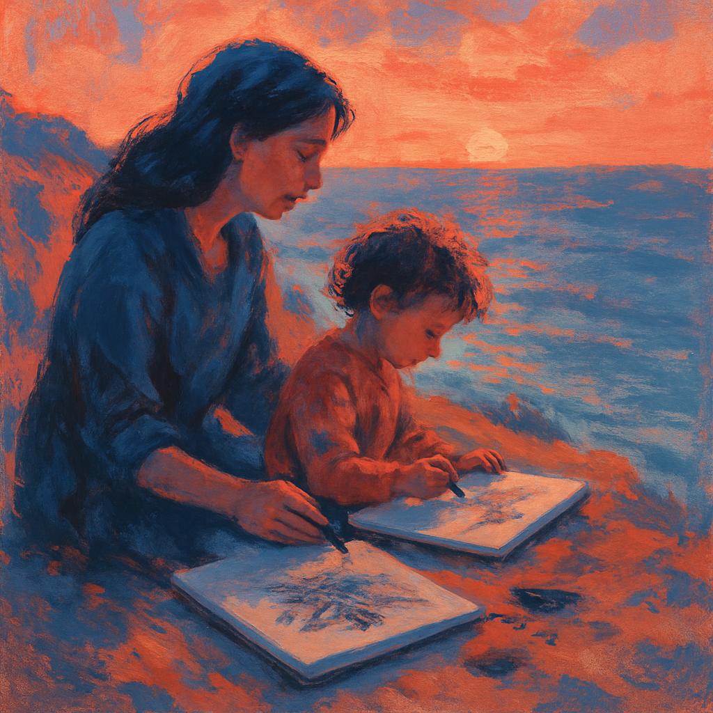 Sunset Sketching With Mom painting number kit