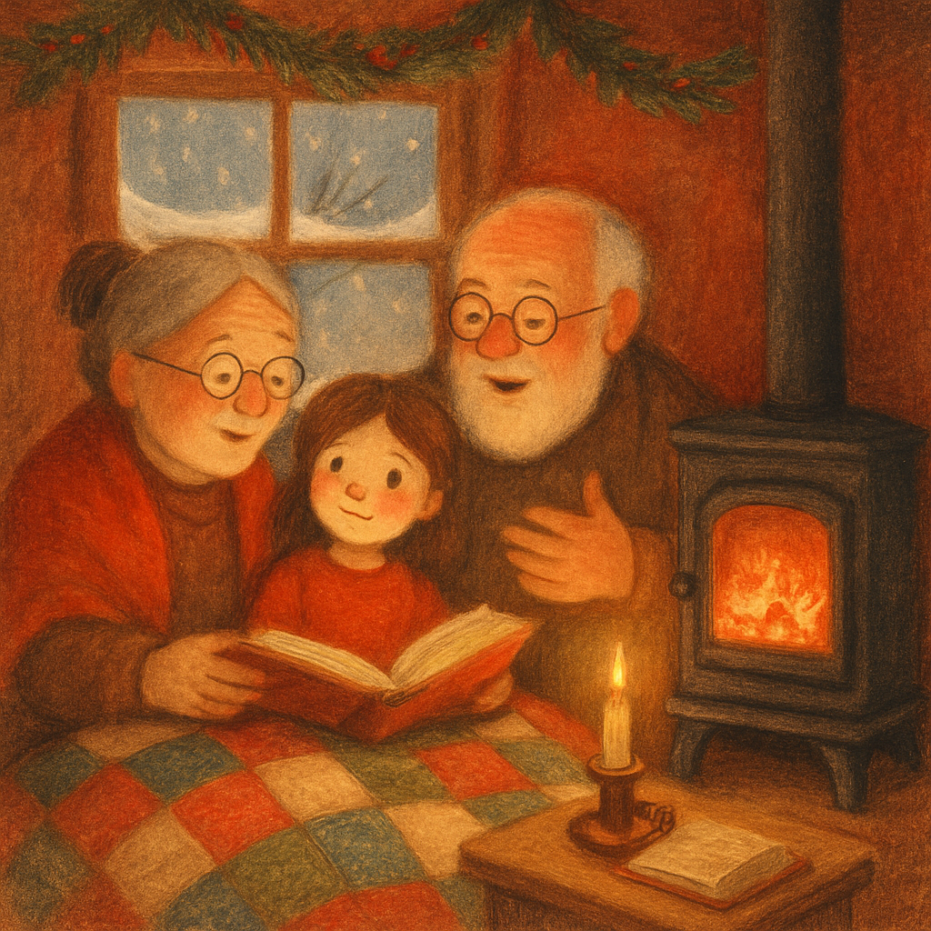 Fireside Story In Snowy Attic Number painting