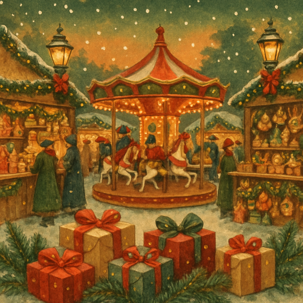 Holiday Market Carousel Of Gifts painting number kit